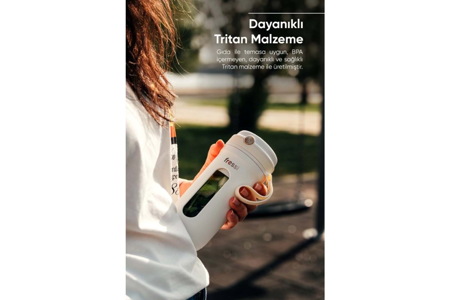 Fressi Kişisel Smoothie Blender Taşınabilir Şarjlı Öğütücü Fonksiyon Smothie Blendır 80w 350ml - Krem