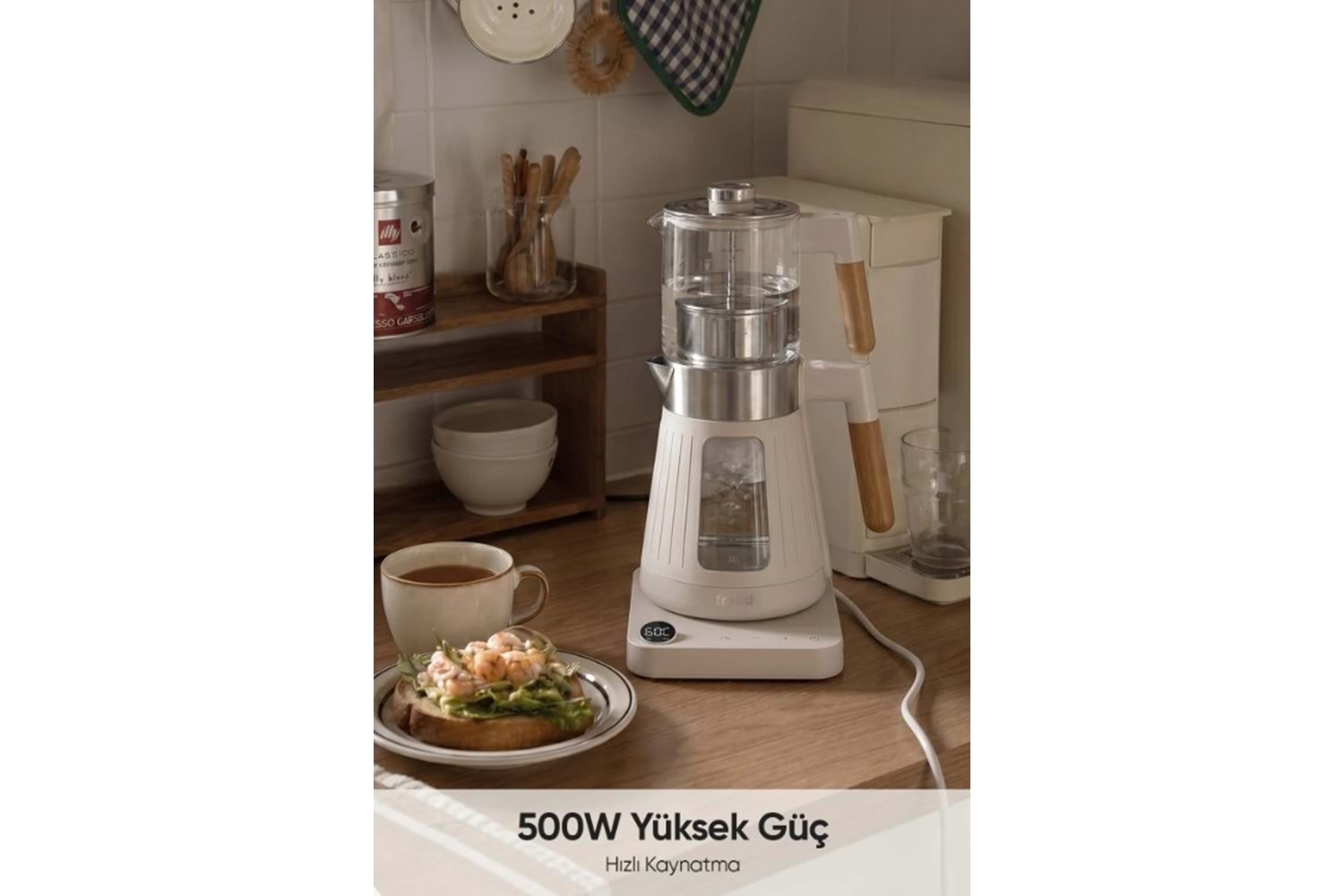 Fressi FR-CM17 Theora Dijital Standlı Cam Krem Çay Makinesi