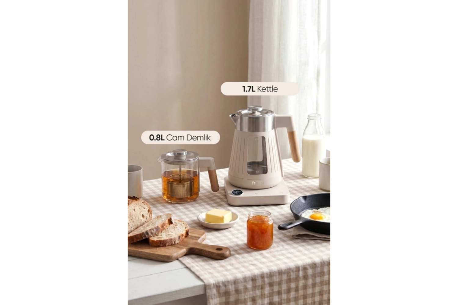 Fressi FR-CM17 Theora Dijital Standlı Cam Krem Çay Makinesi