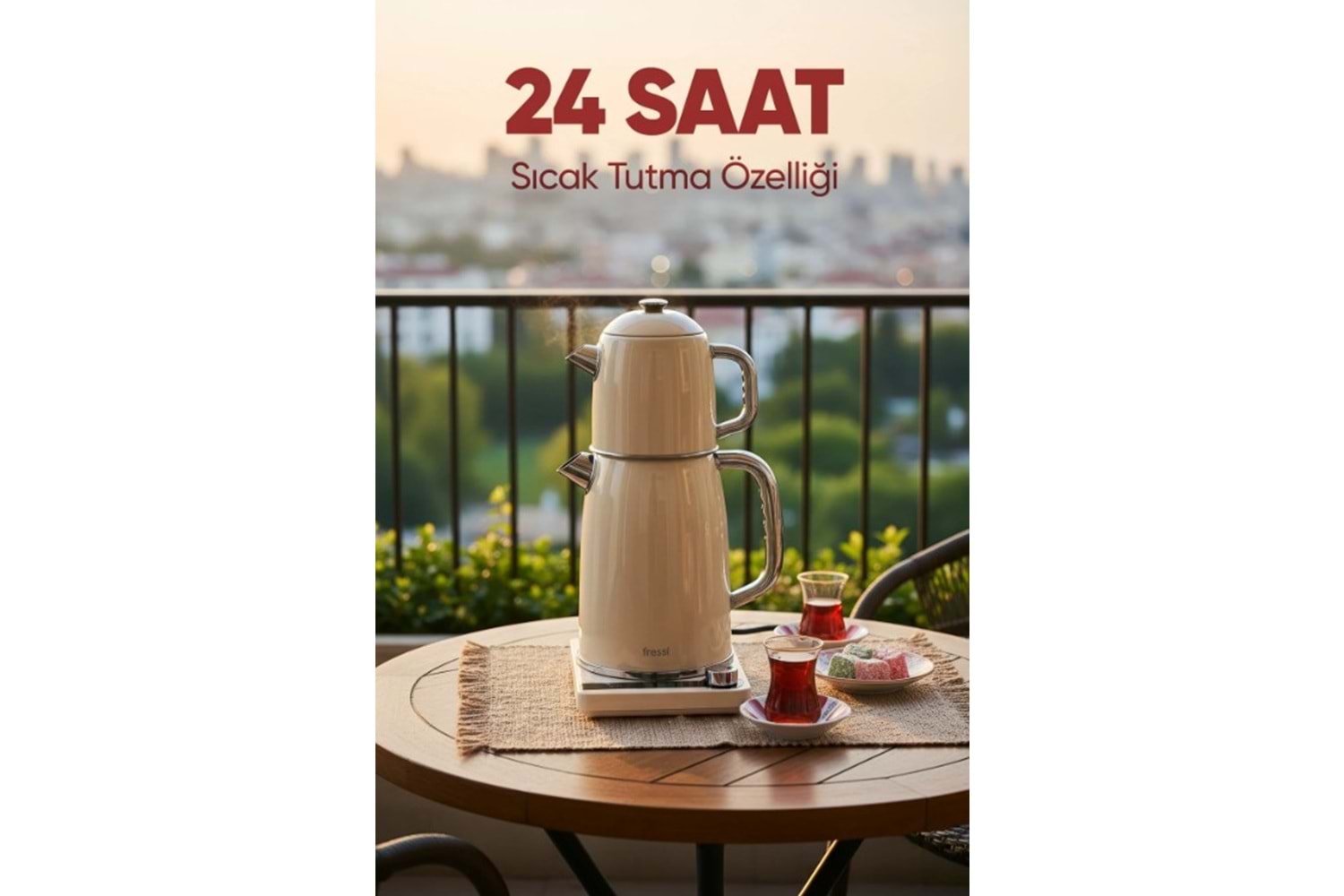Fressi FR-CM26 Lavena Standlı Dijital Göstergeli Krem Çay Makinesi