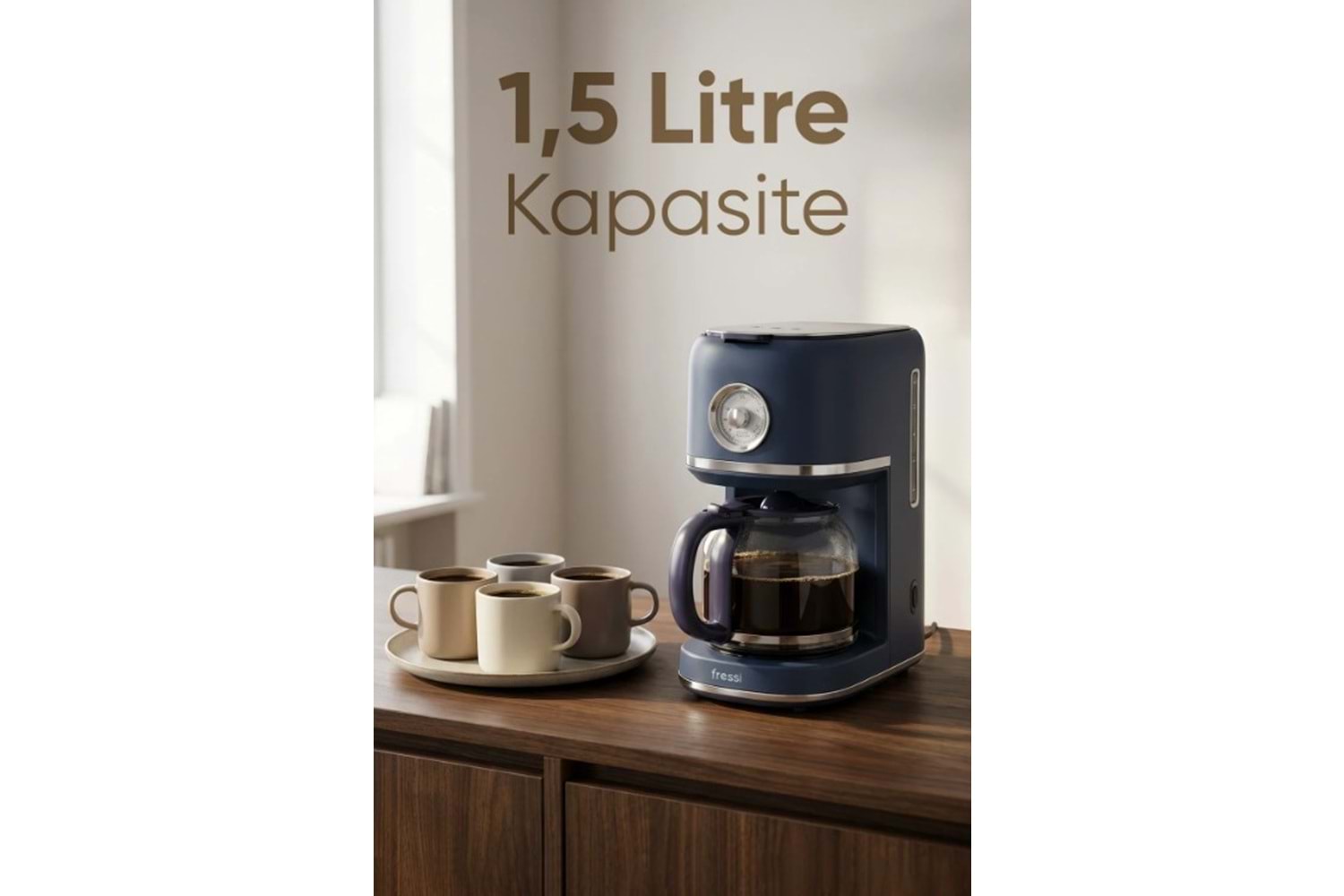 Fressi FR-FC1015 Urban Kadranlı 1,5L Lacivert Filtre Kahve Makinesi