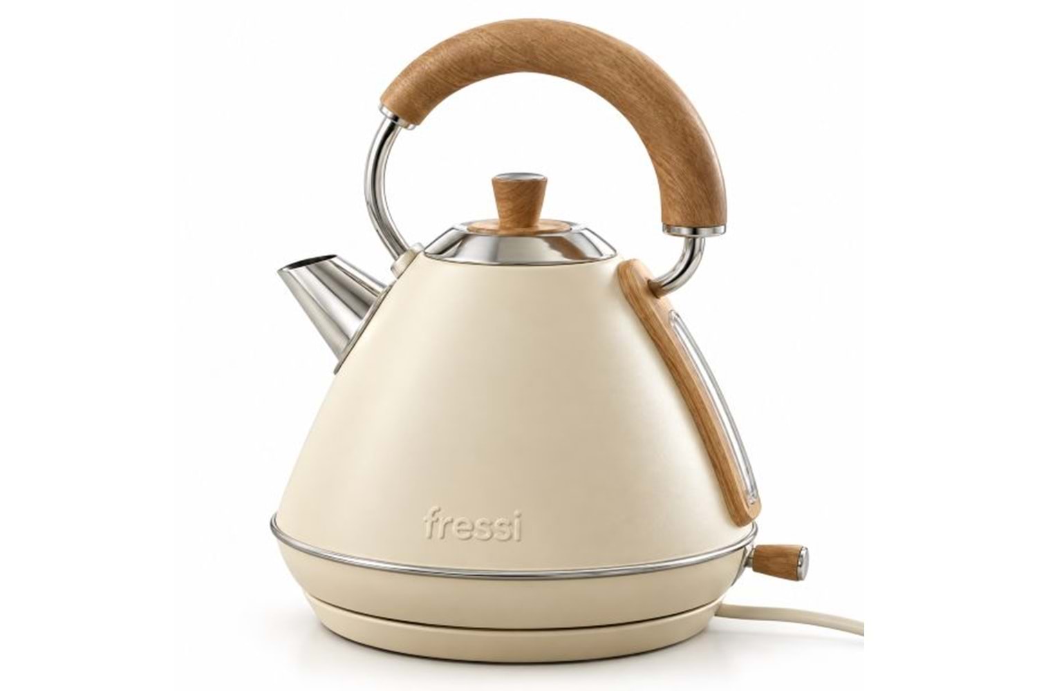 Fressi FR-KT07 Mavera 1,7L Ahşap Kulp Detaylı Krem Kettle Kablosuz Su Isıtıcısı
