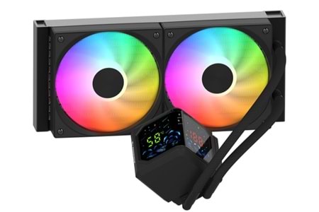Rampage HELIOS D24 Siyah 12cm Fan Sıcaklık Göstergeli Intel LGA1700/AMD AM5 ARGB 240mm Sıvı Soğutmalı CPU Fan