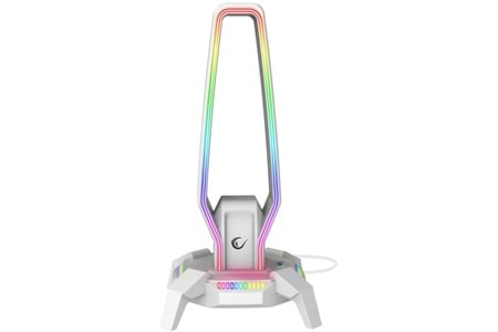 Rampage RM-H27 IGRIS Kulaklık İçin Stand RGB Işıklı 3*USB 1*Type-C Beyaz 1*3.5mm Port