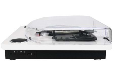 Umie Bemol Beyaz Piano Kaplama Plak Çalar 10W BT İN, BT OUT, RCA, USB Özellikli Nostaljik Pikap