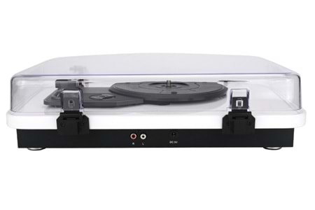 Umie Bemol Beyaz Piano Kaplama Plak Çalar 10W BT İN, BT OUT, RCA, USB Özellikli Nostaljik Pikap