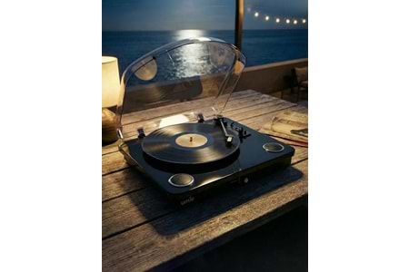 Umie Bemol Siyah Piano Kaplama Plak Çalar 10W BT İN, BT OUT, RCA, USB Özellikli Nostaljik Pikap