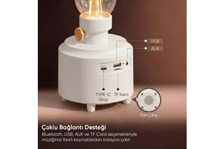Mikado MD-1 Lüxound 1800mAh 5W Beyaz Bluetooth-Aux-Usb-TF Card Destekli Işıklı Speaker