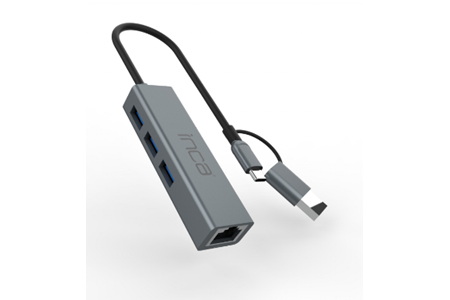 Inca IUSB-03T USB Girişli 4 Port USB 3.0 Ethernet RJ45 Çoklayıcı Hub