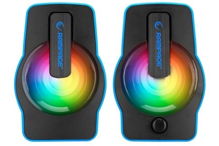 Rampage RMS-G7 FALSETTO 2.0 6 Watt RGB Ledli Mavi Multimedia Gaming USB Speaker
