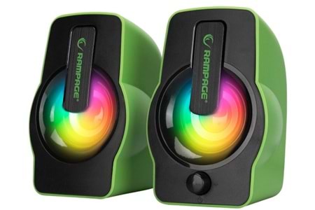 Rampage RMS-G7 FALSETTO 2.0 6 Watt RGB Ledli Yeşil Multimedia Gaming USB Speaker