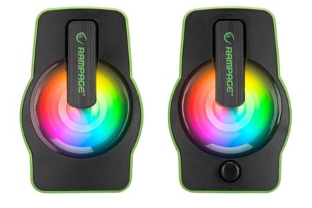Rampage RMS-G7 FALSETTO 2.0 6 Watt RGB Ledli Yeşil Multimedia Gaming USB Speaker