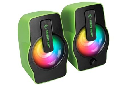 Rampage RMS-G7 FALSETTO 2.0 6 Watt RGB Ledli Yeşil Multimedia Gaming USB Speaker
