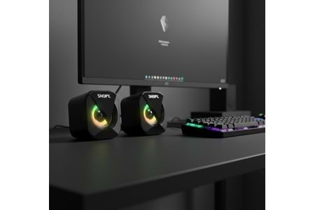 Snopy SN-83U 2.0 Mini Led Işıklı 2Wx2CH Siyah USB Gaming Speaker Hoparlör
