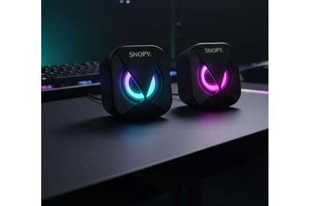 Snopy SN-83U 2.0 Mini Led Işıklı 2Wx2CH Siyah USB Gaming Speaker Hoparlör