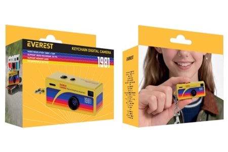Everest ADK1981 Sarı 1.6MP 300mAh Şarjli Konteyner Tipi Retro Anahtarlık Mini Dijital Kamera