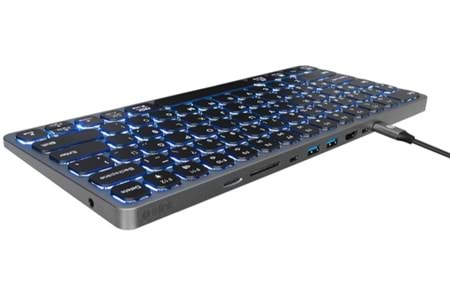 S-Link SW-K801 Siyah USB 8 in 1 USB Q Klavye 2*USB, HDMI, TYPE-C, AUX, TF ve SD Okuyuculu HUB Klavye