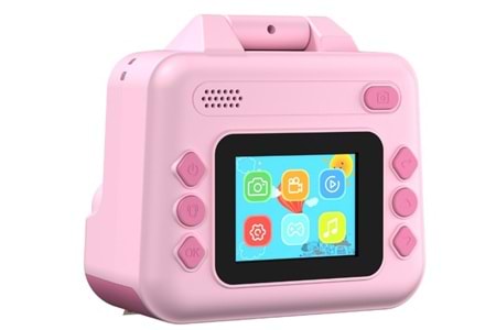 Everest EV-8093 Pembe 1080P Full HD 1300mAh Şarjlı Müzik Anında Baskı Yapabilen Dijital Çocuk Kamerası