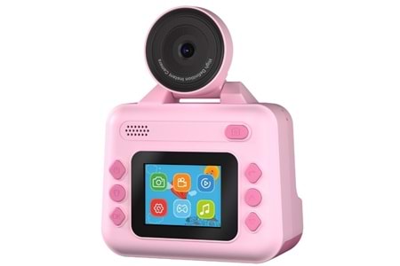 Everest EV-8093 Pembe 1080P Full HD 1300mAh Şarjlı Müzik Anında Baskı Yapabilen Dijital Çocuk Kamerası