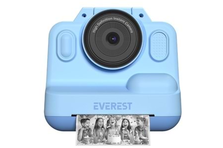 Everest EV-8093 Mavi 1080P Full HD 1300mAh Şarjlı Müzik Anında Baskı Yapabilen Dijital Çocuk Kamerası