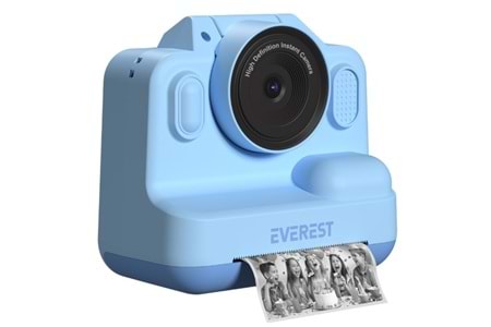 Everest EV-8093 Mavi 1080P Full HD 1300mAh Şarjlı Müzik Anında Baskı Yapabilen Dijital Çocuk Kamerası