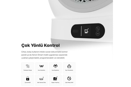 Xenon Smart X8623 Akıllı Otomatik Kameralı Kedi Tuvaleti (Kum Paspası + Koku Tableti ve Çöp Poşeti Hediyeli)