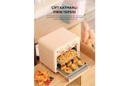 Fressi Mini Fırın Akıllı Kore Fırını Süre Ve Derece Ayarlı Airfryer Fonksiyonlu 13 Litre Fritöz Af-01