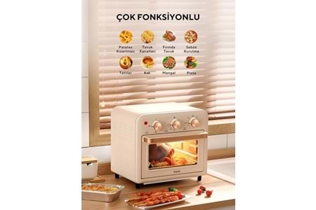 Fressi Mini Fırın Akıllı Kore Fırını Süre Ve Derece Ayarlı Airfryer Fonksiyonlu 13 Litre Fritöz Af-01