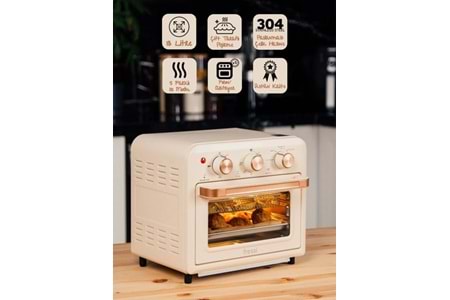Fressi Mini Fırın Akıllı Kore Fırını Süre Ve Derece Ayarlı Airfryer Fonksiyonlu 13 Litre Fritöz Af-01