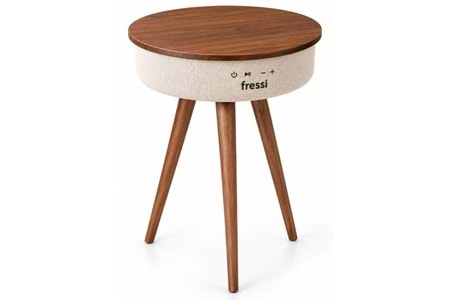 Fressi FR-SH2502 Bluetooth Hoparlör Hızlı Şarj Destekli Ahşap Ayaklı Kablolu Sehpa Speaker