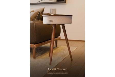 Fressi FR-SH2502 Bluetooth Hoparlör Hızlı Şarj Destekli Ahşap Ayaklı Kablolu Sehpa Speaker