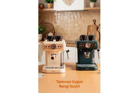 Fressi Espresso Latte Cappuccino Kahve Makinesi Süt Köpürtücülü 20bar Basınçlı 1,2lt Em-01 Ristretto - Yeşil