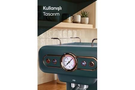 Fressi Espresso Latte Cappuccino Kahve Makinesi Süt Köpürtücülü 20bar Basınçlı 1,2lt Em-01 Ristretto - Yeşil