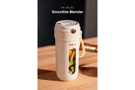 Fressi Kişisel Smoothie Blender Taşınabilir Şarjlı Öğütücü Fonksiyon Smothie Blendır 80w 350ml - Krem