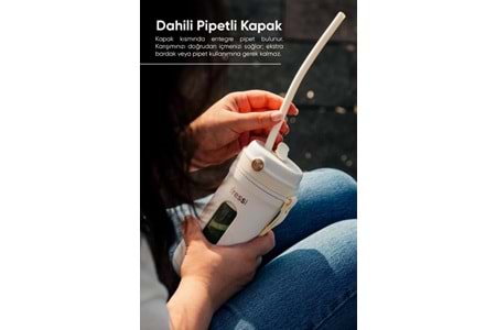 Fressi Kişisel Smoothie Blender Taşınabilir Şarjlı Öğütücü Fonksiyon Smothie Blendır 80w 350ml - Krem