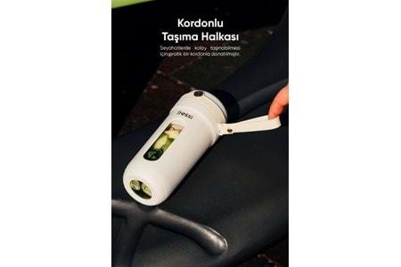 Fressi Kişisel Smoothie Blender Taşınabilir Şarjlı Öğütücü Fonksiyon Smothie Blendır 80w 350ml - Krem