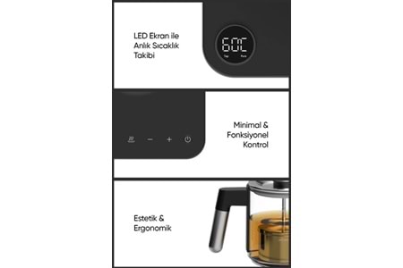 Fressi FR-CM17 Theora Dijital Standlı Cam Siyah Çay Makinesi