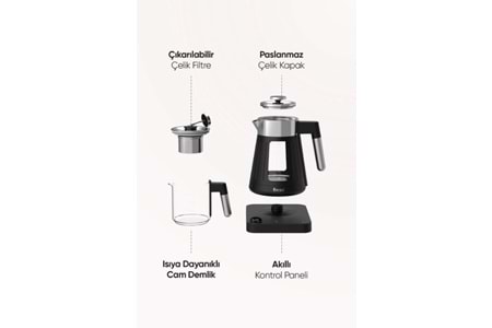 Fressi FR-CM17 Theora Dijital Standlı Cam Siyah Çay Makinesi