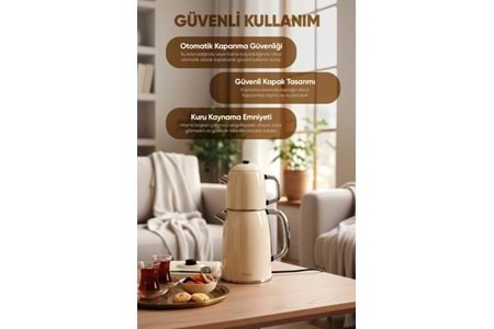Fressi FR-CM26 Lavena Standlı Dijital Göstergeli Krem Çay Makinesi