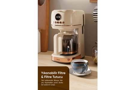 Fressi FR-FC09 Velluto Dijital Göstergeli Krem Filtre Kahve Makinesi