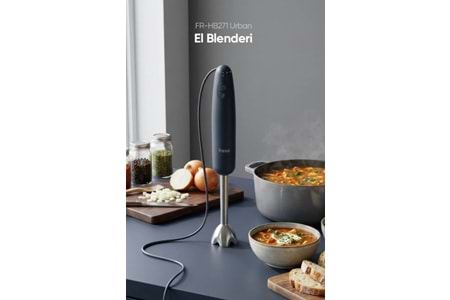 Fressi FR-HB271 Urban Paslanmaz Çelik Bıçaklı Turbo 1000W Lacivert El Blenderı