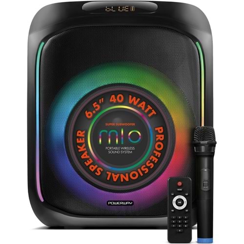 Powerway MIO Taşınabilir Mikrofonlu 40 W Parti Karaoke Kumandalı Bluetooth Hoparlör Led Işıklı