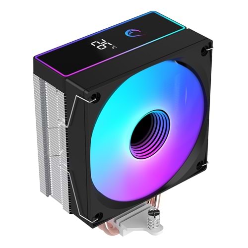 Rampage OCTAGON B70 Siyah 63CFM 12cm ARGB Sıcaklık Göstergeli AM5/LGA1700 Uyumlu Hava Soğutmalı CPU Fan