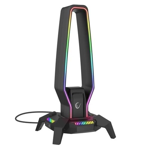Rampage RM-H27 IGRIS Kulaklık İçin Stand RGB Işıklı 3*USB 1*Type-C Siyah 1*3.5mm Port