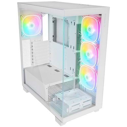 Rampage HYDRA V1 WHITE Type-C+USB3.0+USB2.0 4*ARGB Fan+Hub E-ATX Exclusive Gaming Oyuncu Kasası