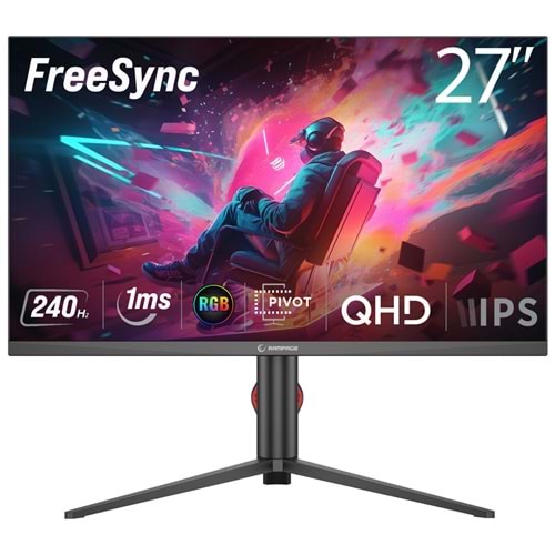 Rampage RIPPER RM27F240Q 27 240Hz 1ms Fast IPS QHD Freesync RGB Pivot PC Flat Oyuncu Monitörü