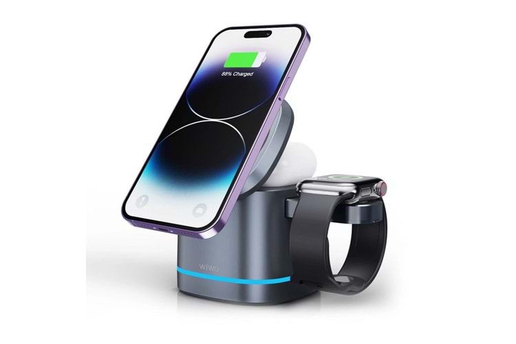 Wiwu W024 Rubiks Cube 3 in 1 Wireless Charger Grey