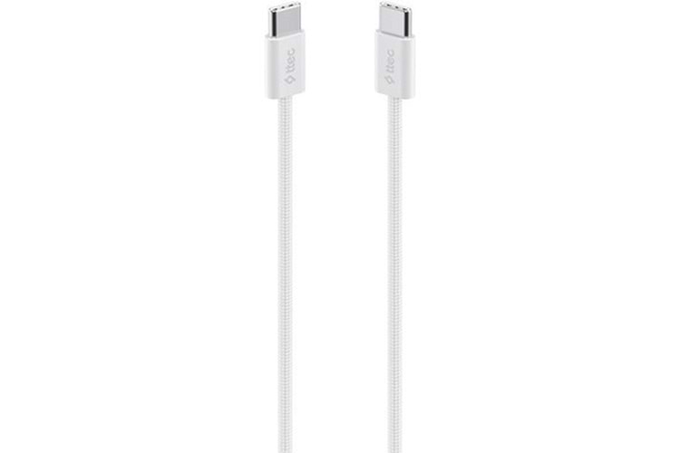 Ttec 2DK54B Type-C to Type-C 60W Hızlı Şarj Kablosu Beyaz
