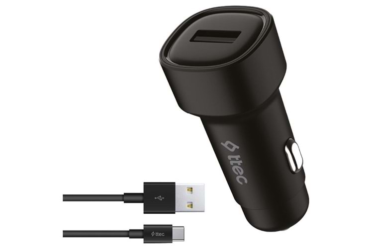 Ttec 2CKS30CS Smart Charger USB-A Araç İçi Şarj Aleti Usb-C Kablo Siyah