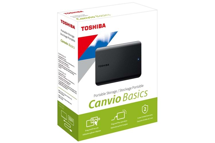 Toshiba Canvio Basics 2TB Taşınabilir Harici Sabit Disk USB 3.2 Gen1, Siyah